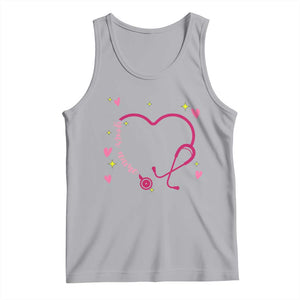 Personalized Valentine's Day Nursing Tank Top Custom Name Nurse Doctor Heart Stethoscope TS11 Athletic Heather Print Your Wear
