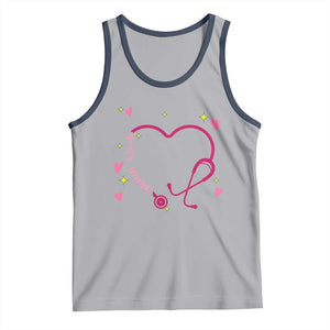 Personalized Valentine's Day Nursing Tank Top Custom Name Nurse Doctor Heart Stethoscope TS11 Athletic Heather Navy Print Your Wear