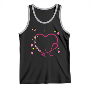Personalized Valentine's Day Nursing Tank Top Custom Name Nurse Doctor Heart Stethoscope TS11 Black Athletic Heather Print Your Wear