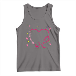 Personalized Valentine's Day Nursing Tank Top Custom Name Nurse Doctor Heart Stethoscope TS11 Deep Heather Print Your Wear