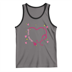 Personalized Valentine's Day Nursing Tank Top Custom Name Nurse Doctor Heart Stethoscope TS11 Deep Heather Black Print Your Wear