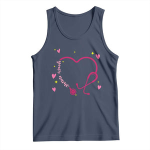 Personalized Valentine's Day Nursing Tank Top Custom Name Nurse Doctor Heart Stethoscope TS11 Navy Print Your Wear