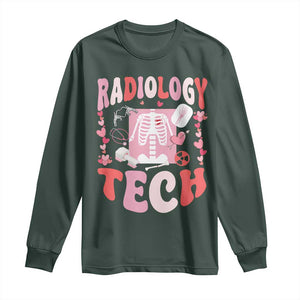 Funny Radiology Tech Valentine's Day Long Sleeve Shirt Rad Tech Nurse Xray Hearts TS11 Dark Forest Green Print Your Wear