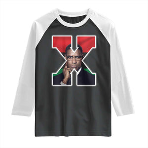 Malcolm X Black History Month Black Liberation Flag Raglan Shirt TS11 Black White Print Your Wear