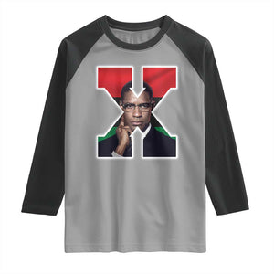 Malcolm X Black History Month Black Liberation Flag Raglan Shirt TS11 Sport Gray Black Print Your Wear
