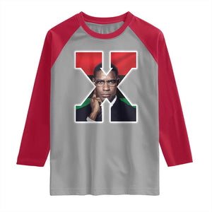 Malcolm X Black History Month Black Liberation Flag Raglan Shirt TS11 Sport Gray Red Print Your Wear