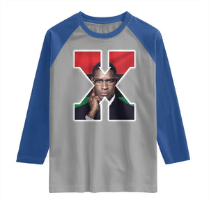 Malcolm X Black History Month Black Liberation Flag Raglan Shirt TS11 Sport Gray Royal Print Your Wear