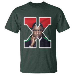 Malcolm X Black History Month Black Liberation Flag T Shirt TS11 Dark Forest Green Print Your Wear