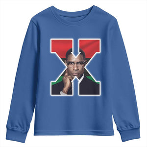 Malcolm X Black History Month Black Liberation Flag Youth Sweatshirt TS11 Royal Blue Print Your Wear