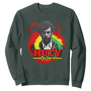 Huey P Newton Sweatshirt Power To The People Black History Month TS11 Dark Forest Green Print Your Wear