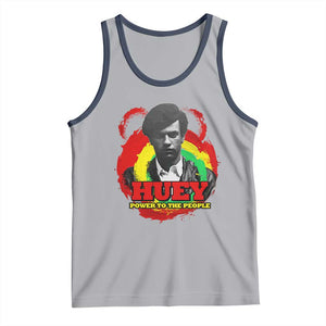 Huey P Newton Tank Top Power To The People Black History Month TS11 Athletic Heather Navy Print Your Wear