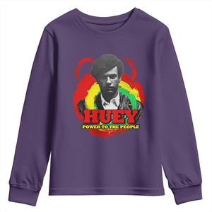 Huey P Newton Youth Sweatshirt Power To The People Black History Month TS11 Purple Print Your Wear