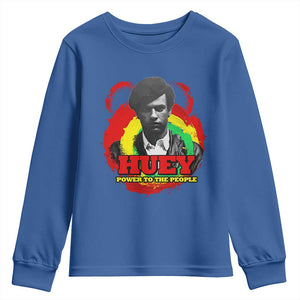 Huey P Newton Youth Sweatshirt Power To The People Black History Month TS11 Royal Blue Print Your Wear