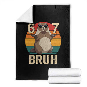 Funny Groundhog 67 Throw Blanket Six Seven Bruh Retro Vintage Woodchuck Day TS11 Black Print Your Wear