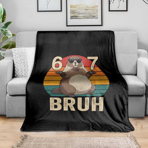 Funny Groundhog 67 Throw Blanket Six Seven Bruh Retro Vintage Woodchuck Day TS11 Print Your Wear
