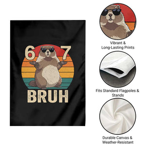 Funny Groundhog 67 Garden Flag Six Seven Bruh Retro Vintage Woodchuck Day TS11 Print Your Wear