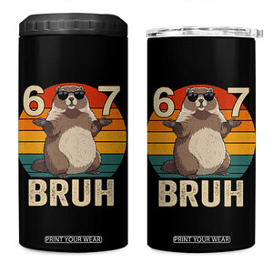 Funny Groundhog 67 4 in 1 Can Cooler Tumbler Six Seven Bruh Retro Vintage Woodchuck Day TS11 One Size: 16 oz Black Print Your Wear