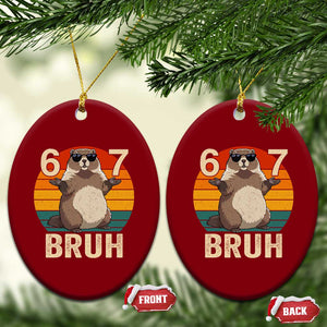 Funny Groundhog 67 Ceramic Ornament Six Seven Bruh Retro Vintage Woodchuck Day TS11 Print Your Wear
