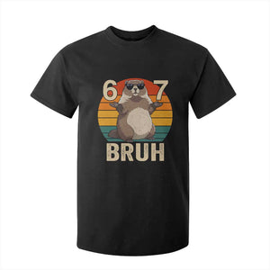 Funny Groundhog 67 T Shirt For Kid Six Seven Bruh Retro Vintage Woodchuck Day TS11 Black Print Your Wear