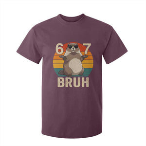 Funny Groundhog 67 T Shirt For Kid Six Seven Bruh Retro Vintage Woodchuck Day TS11 Maroon Print Your Wear