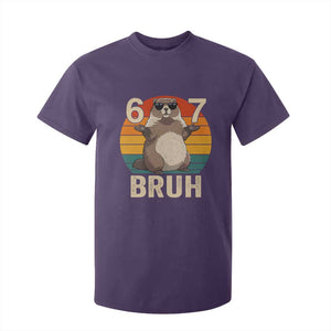 Funny Groundhog 67 T Shirt For Kid Six Seven Bruh Retro Vintage Woodchuck Day TS11 Purple Print Your Wear