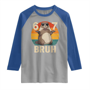 Funny Groundhog 67 Raglan Shirt Six Seven Bruh Retro Vintage Woodchuck Day TS11 Sport Gray Royal Print Your Wear
