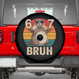 Funny Groundhog 67 Spare Tire Cover Six Seven Bruh Retro Vintage Woodchuck Day TS11 Black Print Your Wear
