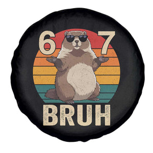 Funny Groundhog 67 Spare Tire Cover Six Seven Bruh Retro Vintage Woodchuck Day TS11 Print Your Wear