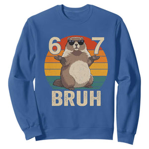 Funny Groundhog 67 Sweatshirt Six Seven Bruh Retro Vintage Woodchuck Day TS11 Royal Blue Print Your Wear