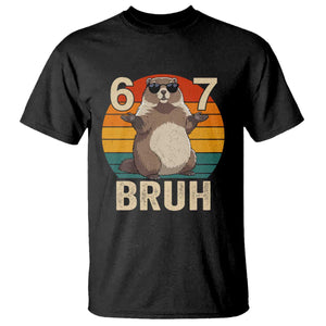 Funny Groundhog 67 T Shirt Six Seven Bruh Retro Vintage Woodchuck Day TS11 Black Print Your Wear