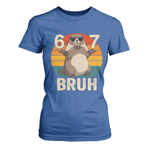 Funny Groundhog 67 T Shirt For Women Six Seven Bruh Retro Vintage Woodchuck Day TS11 Royal Blue Print Your Wear