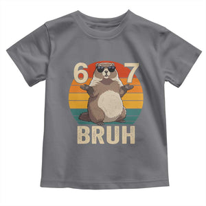Funny Groundhog 67 Toddler T Shirt Six Seven Bruh Retro Vintage Woodchuck Day TS11 Charcoal Print Your Wear