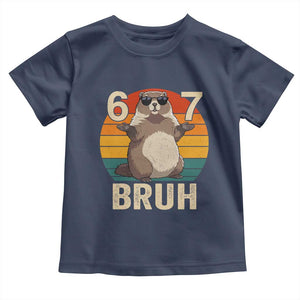 Funny Groundhog 67 Toddler T Shirt Six Seven Bruh Retro Vintage Woodchuck Day TS11 Navy Print Your Wear