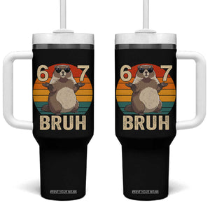 Funny Groundhog 67 Tumbler With Handle Six Seven Bruh Retro Vintage Woodchuck Day TS11 One Size: 40 oz Black Print Your Wear