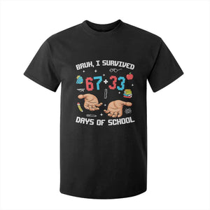 Bruh I Survived 67 33 Days Of School T Shirt For Kid Funny 100th Days of School Pixel 67 Hands TS11 Black Print Your Wear