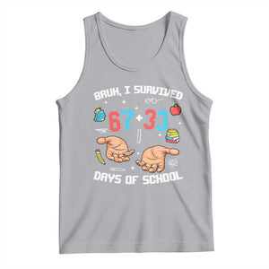 Bruh I Survived 67 33 Days Of School Tank Top Funny 100th Days of School Pixel 67 Hands TS11 Athletic Heather Print Your Wear