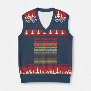Funny Crazy I Was Crazy Once Meme V-Neck Knit Sweater Vest TS11 Navy Red Print Your Wear