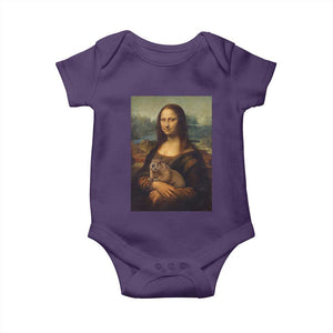 Mona Lisa Holding Groundhog Parody Painting Baby Onesie Funny Groundhog Day TS11 Purple Print Your Wear