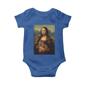 Mona Lisa Holding Groundhog Parody Painting Baby Onesie Funny Groundhog Day TS11 Royal Blue Print Your Wear
