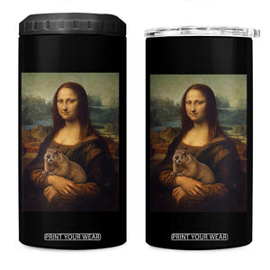Mona Lisa Holding Groundhog Parody Painting 4 in 1 Can Cooler Tumbler Funny Groundhog Day TS11 One Size: 16 oz Black Print Your Wear