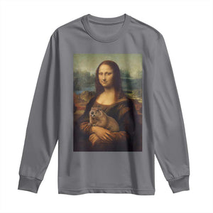 Mona Lisa Holding Groundhog Parody Painting Long Sleeve Shirt Funny Groundhog Day TS11 Charcoal Print Your Wear