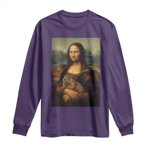Mona Lisa Holding Groundhog Parody Painting Long Sleeve Shirt Funny Groundhog Day TS11 Purple Print Your Wear