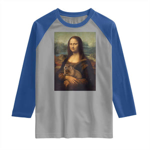 Mona Lisa Holding Groundhog Parody Painting Raglan Shirt Funny Groundhog Day TS11 Sport Gray Royal Print Your Wear