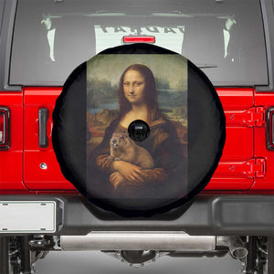 Mona Lisa Holding Groundhog Parody Painting Spare Tire Cover Funny Groundhog Day TS11 Black Print Your Wear