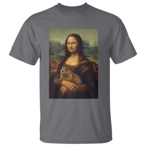 Mona Lisa Holding Groundhog Parody Painting T Shirt Funny Groundhog Day TS11 Charcoal Print Your Wear