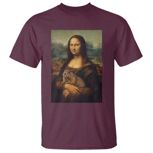 Mona Lisa Holding Groundhog Parody Painting T Shirt Funny Groundhog Day TS11 Maroon Print Your Wear