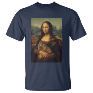 Mona Lisa Holding Groundhog Parody Painting T Shirt Funny Groundhog Day TS11 Navy Print Your Wear