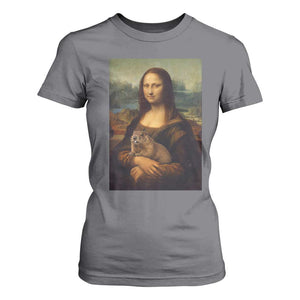 Mona Lisa Holding Groundhog Parody Painting T Shirt For Women Funny Groundhog Day TS11 Charcoal Print Your Wear