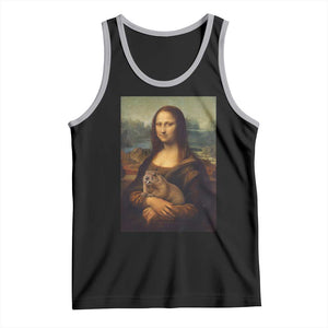 Mona Lisa Holding Groundhog Parody Painting Tank Top Funny Groundhog Day TS11 Black Athletic Heather Print Your Wear