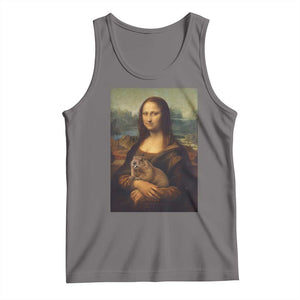 Mona Lisa Holding Groundhog Parody Painting Tank Top Funny Groundhog Day TS11 Deep Heather Print Your Wear
